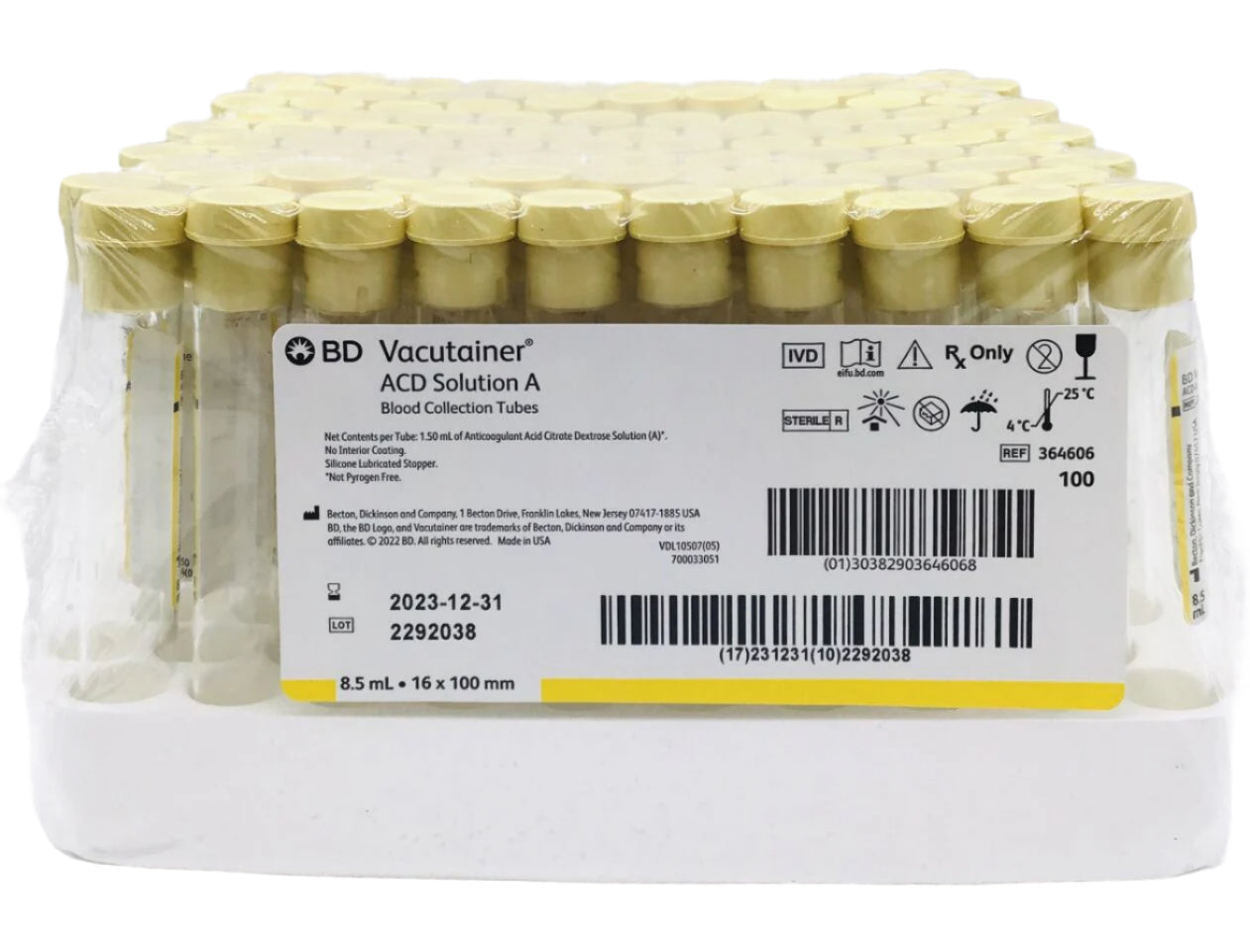 BD 364606 Vacutainer Whole Blood Collection Tube 8.5mil