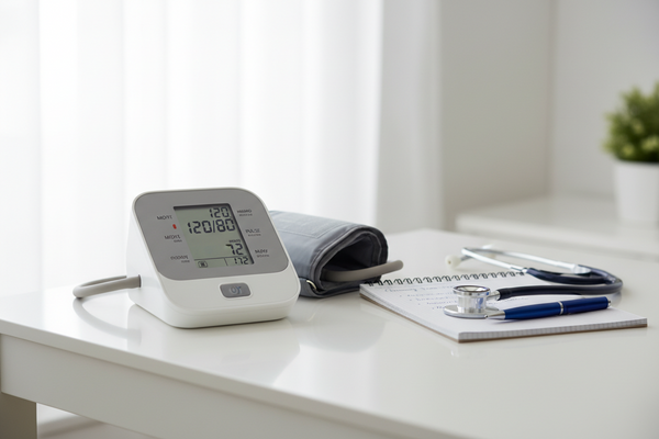 blood pressure monitor at home on desk