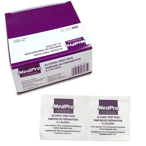 Medpro alcohol prep pads on white background