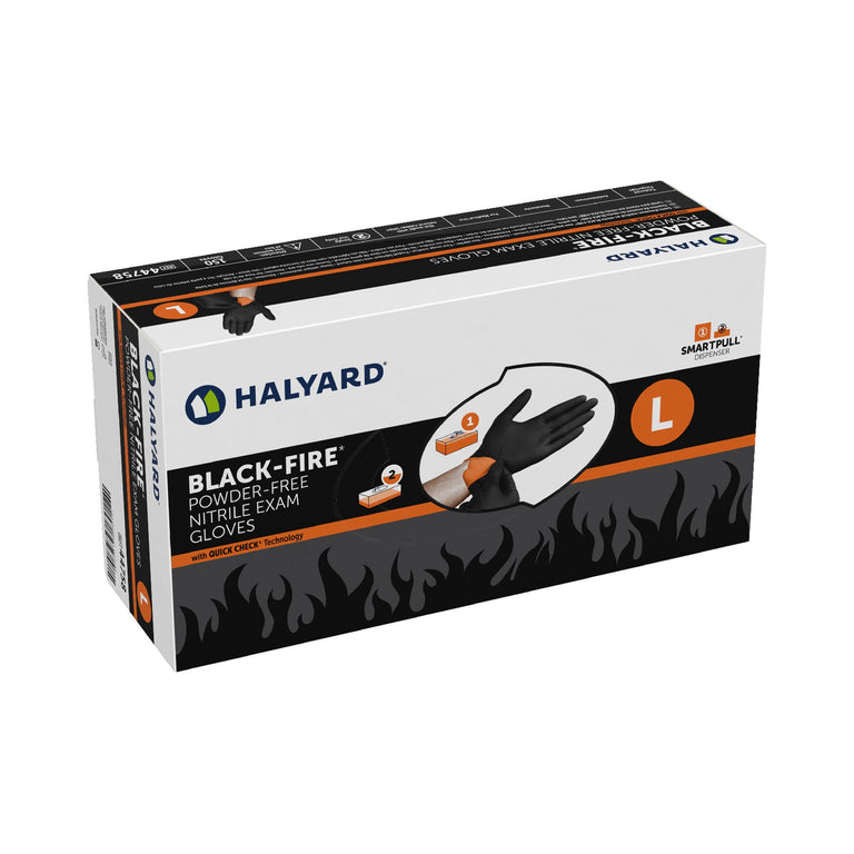 Halyard Black Fire Nitrile Exam Glove Box of 150