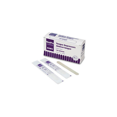 Medpro Sterile Tongue Depressor 6" Wooden | Individually Wrapped | Box of 100 | REF 118-421