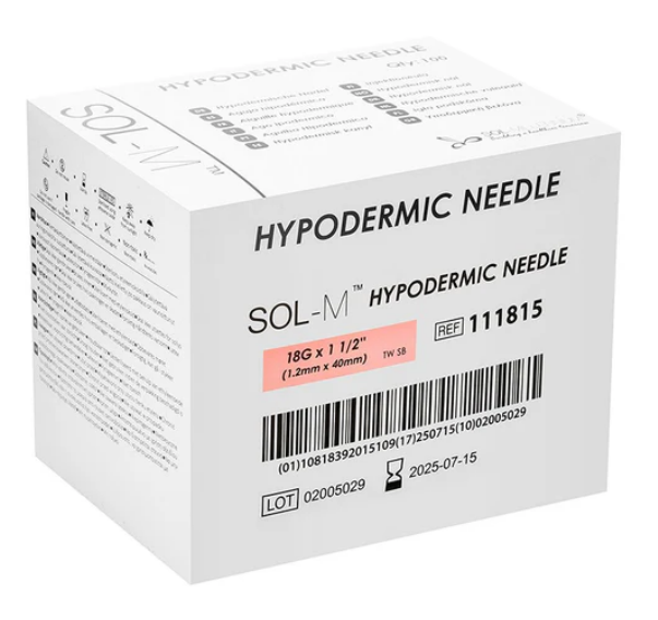 SOL-M Hypodermic Needle 18G x 1 1/2