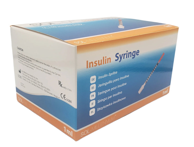 SOL-M 1ml Insulin Syringe w/Fixed Needle 28G x 1/2