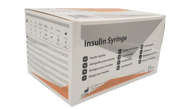 SOL-M 1ml Insulin Syringe w/Fixed Needle 30G*1/2 (U-100)