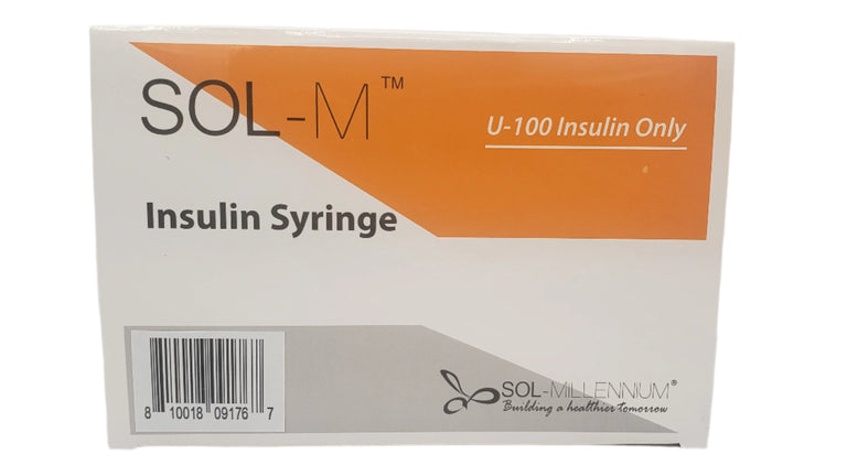 SOL-M 1ml Insulin Syringe w/Fixed Needle 30G*1/2 (U-100)