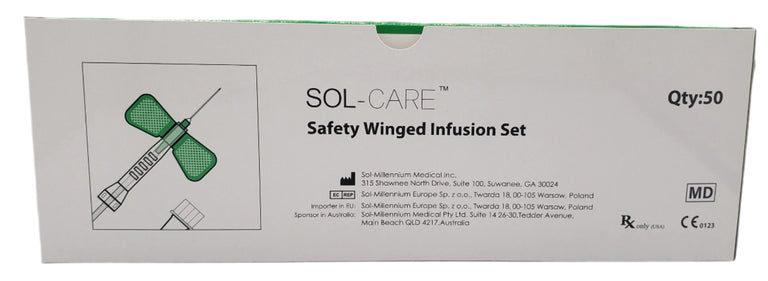 SOL-CARE Safety Winged Infusion Set 21G x 3/4 x 12