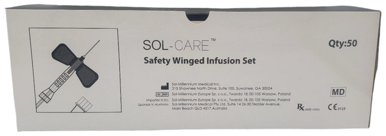 SOL-CARE Safety Winged Infusion Set 22G x 3/4 x 12