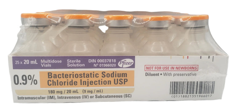 Saline 0.9% Bacteriostatic 20ml Vial- With Preservative