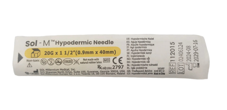 SOL-M Hypodermic Needle 20G*1 1/2