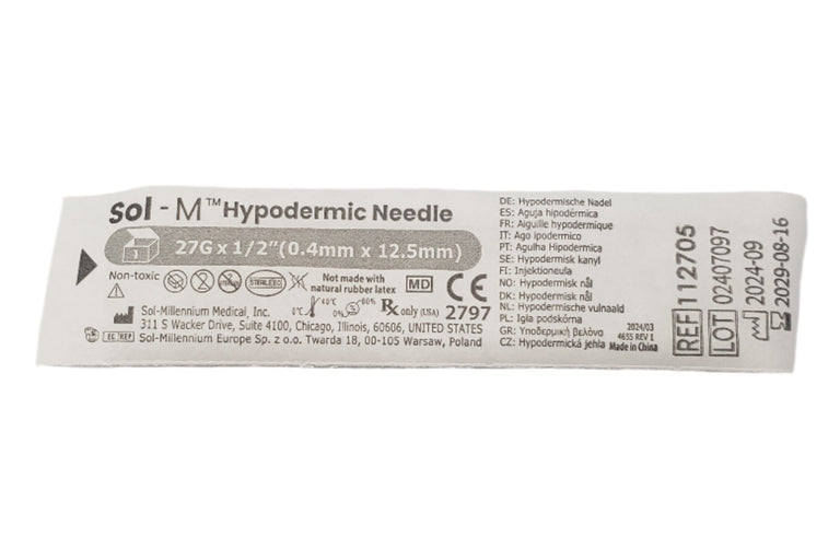 SOL-M Hypodermic Needle 27G x 1/2