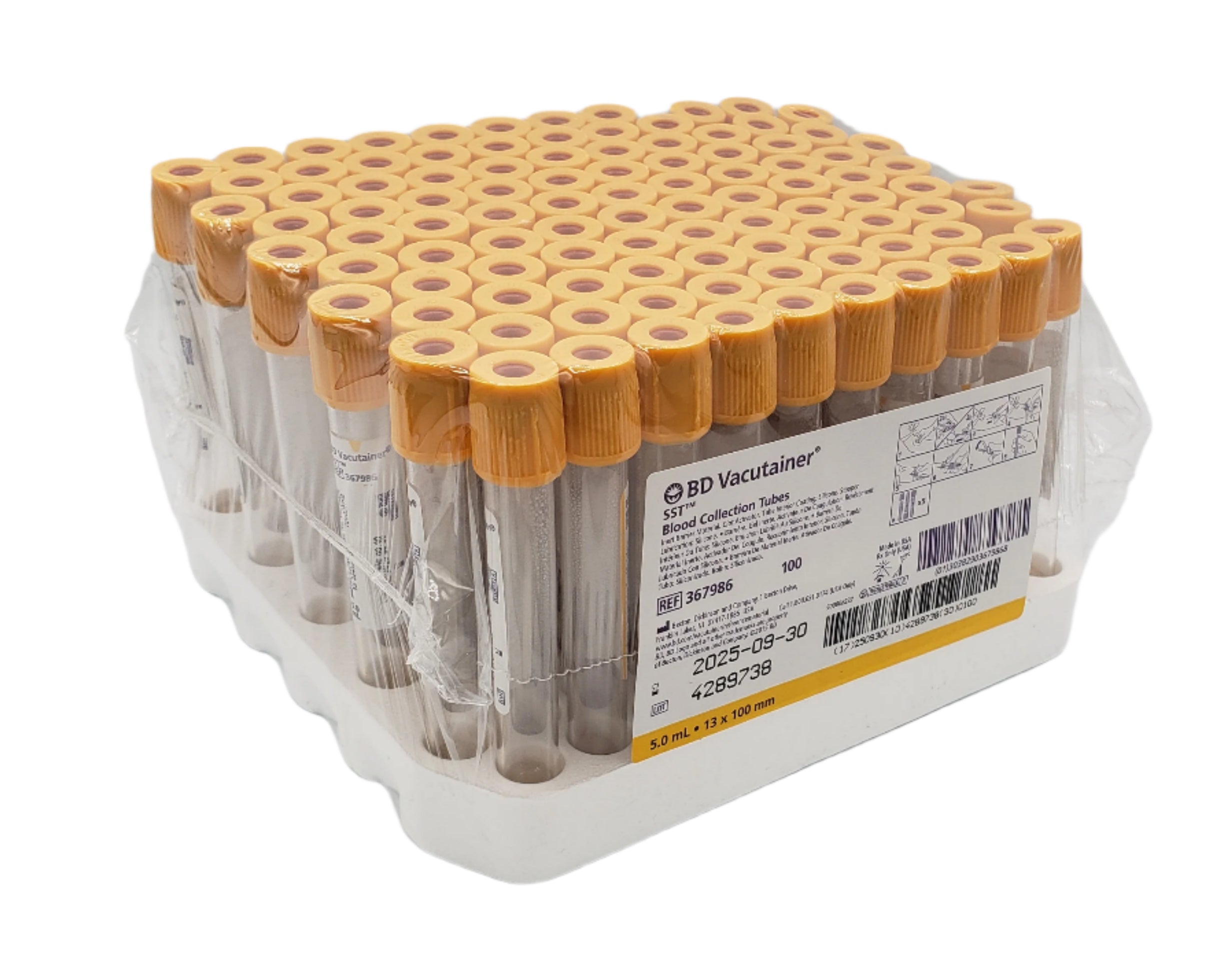 BD Vacutainer SST Serum Tube 5 mL | Clot Activator + Gel | Box 100