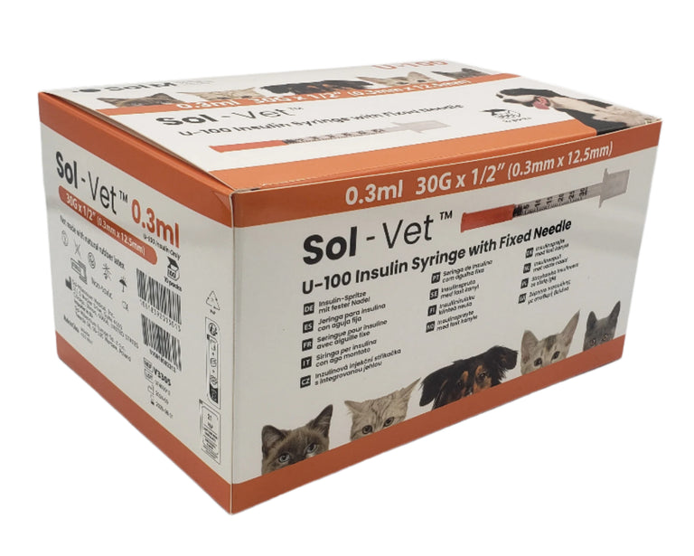 SOL-VET V3305  Insulin Syringe 0.3ml 30G x 0.5