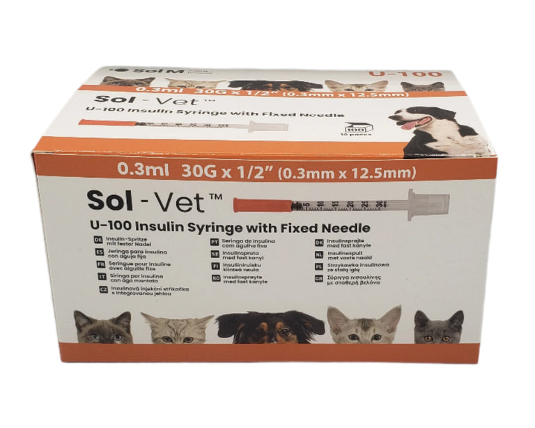 SOL-VET V3305  Insulin Syringe 0.3ml 30G x 0.5