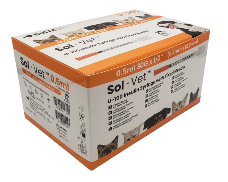 SOL-VET V5305 Insulin Syringe 0.5ml 30G x 0.5