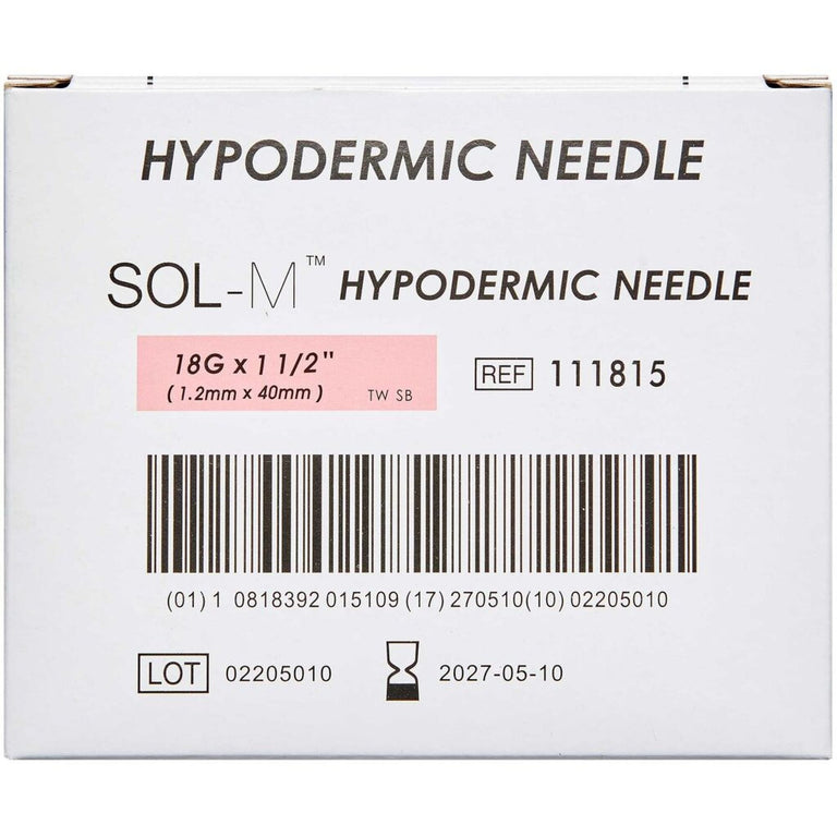 SOL-M Hypodermic Needle 18G x 1 1/2