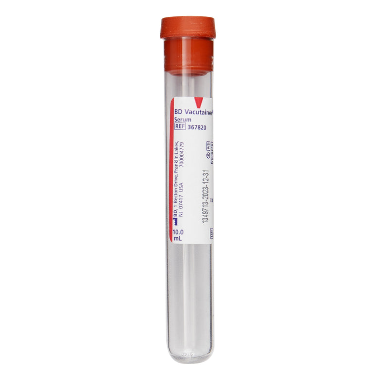 BD 367820 Vacutainer Plus Venous Blood Collection Serum Tube, Plastic, 10 mL, Red