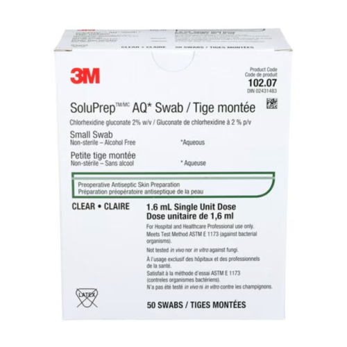 3M SoluPrep Chlorhexidine Wipe 2% Alcohol Free Ref 102.07