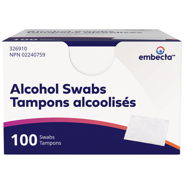 Embecta Alcohol Swabs Box of 100 - Case of 12 Boxes (1,200 Total Swabs)