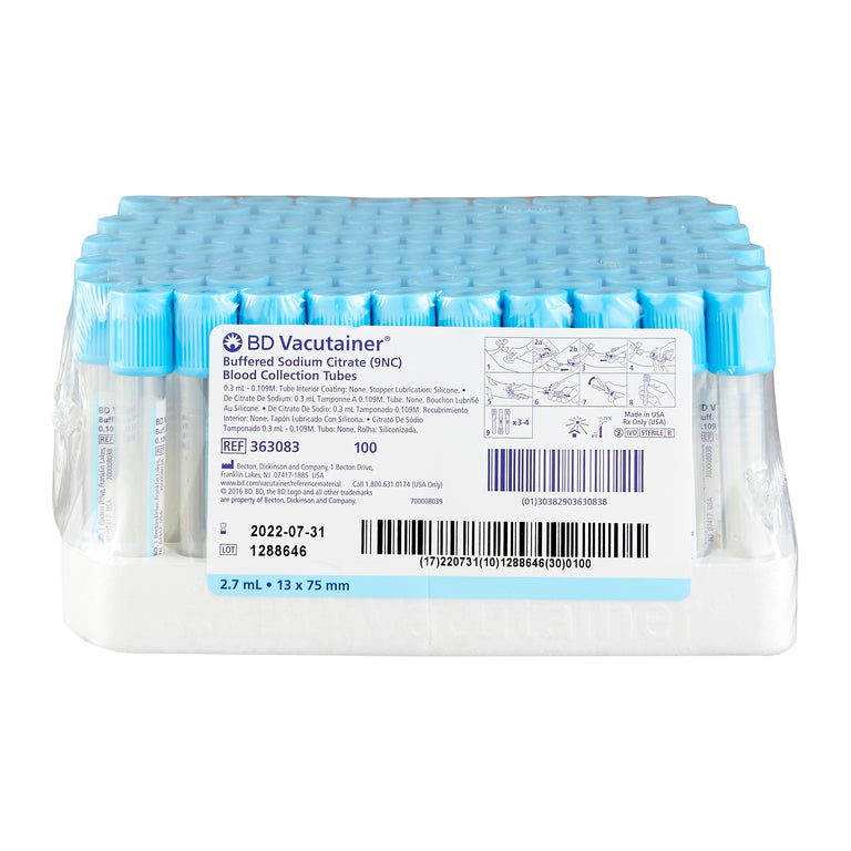 BD 363083 Vacutainer Plus Citrus 2.7ml, Light Blue