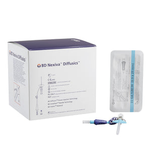 Front view of BD Nexiva Diffusics Closed IV Catheter 22G × 1