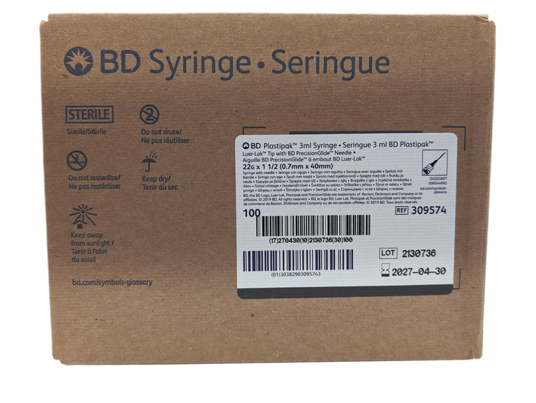 3ml BD Syringe Luer Lok with 22G x 1.5