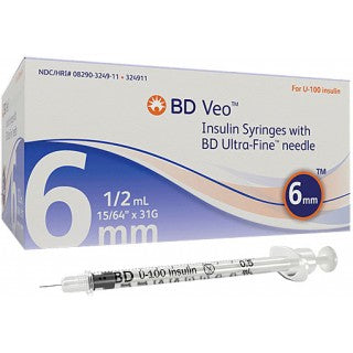 0.5ml x 31G x 6mm BD Insulin Syringes with BD Ultra-Fine Needle