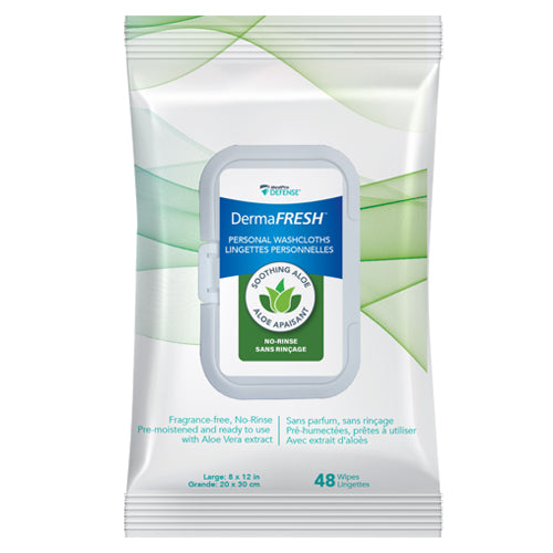 DermaFRESH™ Disposable Personal Washcloths 760-060 | Aloe | Lightly Scented | 48/Pack | 6 Packs/Box