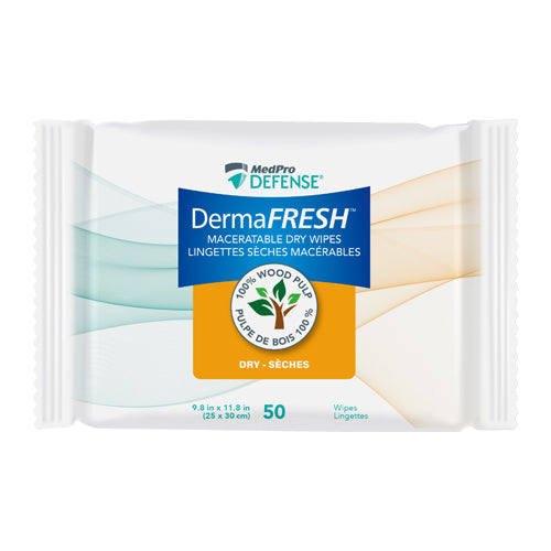 DermaFRESH™ Maceratable Personal Dry Cleansing Wipes 760-080 | Plant-Based | 50/Pack