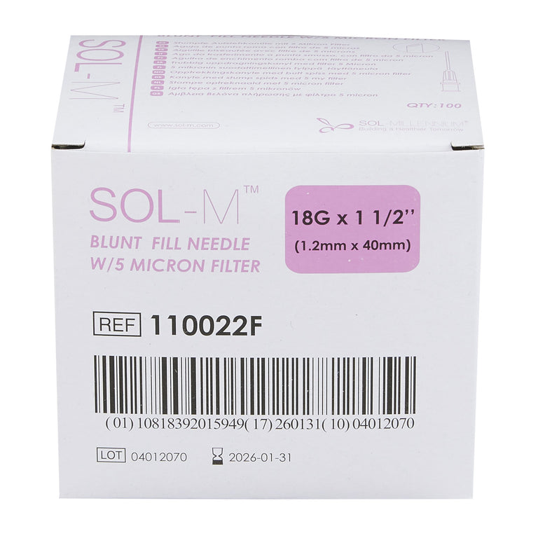 SOL-M Blunt Fill Needle w/Filter 18G x 1.5