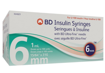 1ml x 31G x 6mm BD Insulin Syringes with BD Ultra-Fine Needle