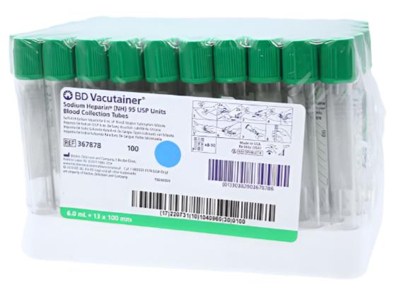 BD 367878 Vacutainer® Plus Plasma Tube, Sodium Heparin 6ml