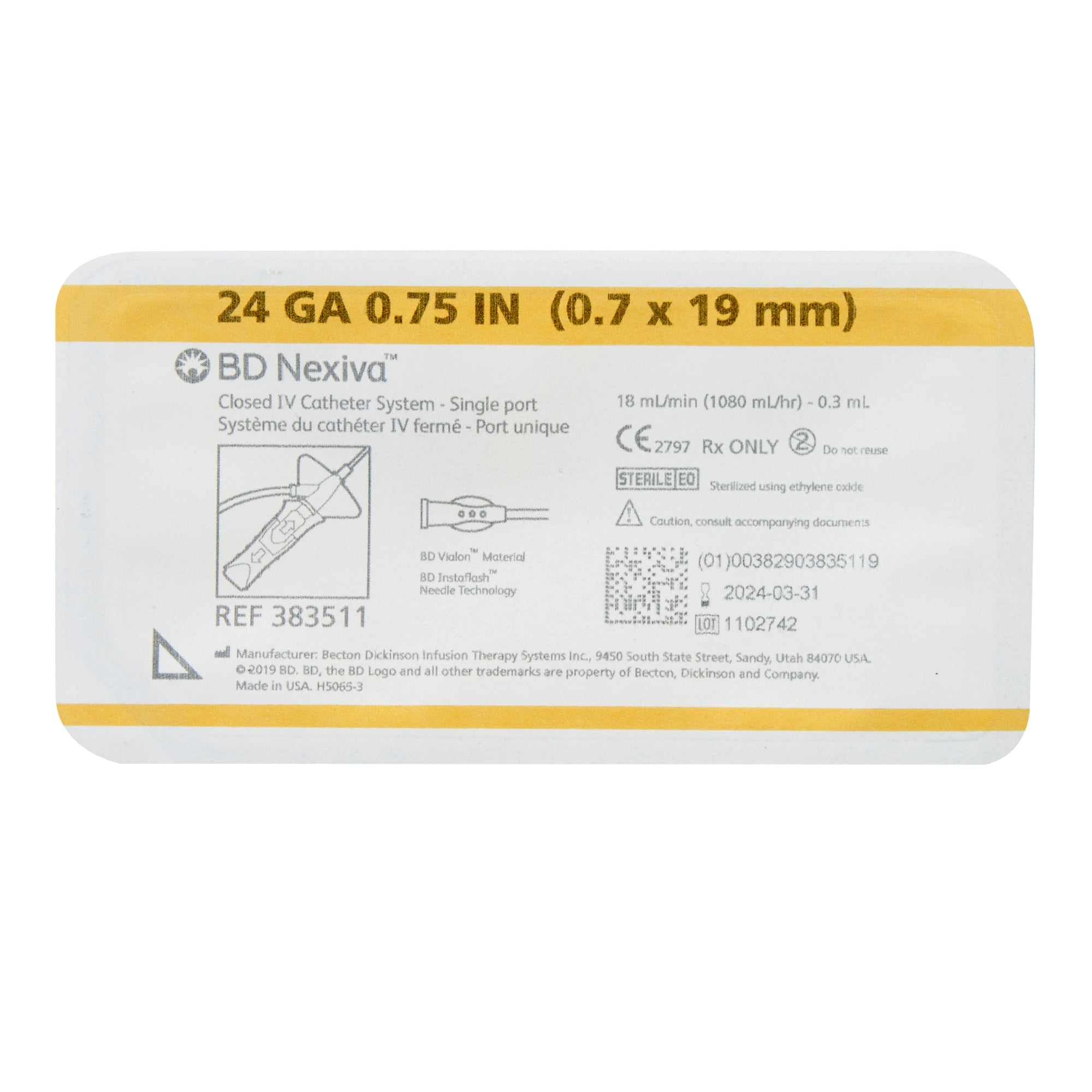 BD Nexiva 24G x 0.75