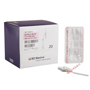 Front view of BD Nexiva Closed IV Catheter Single Port 20G × 1.0