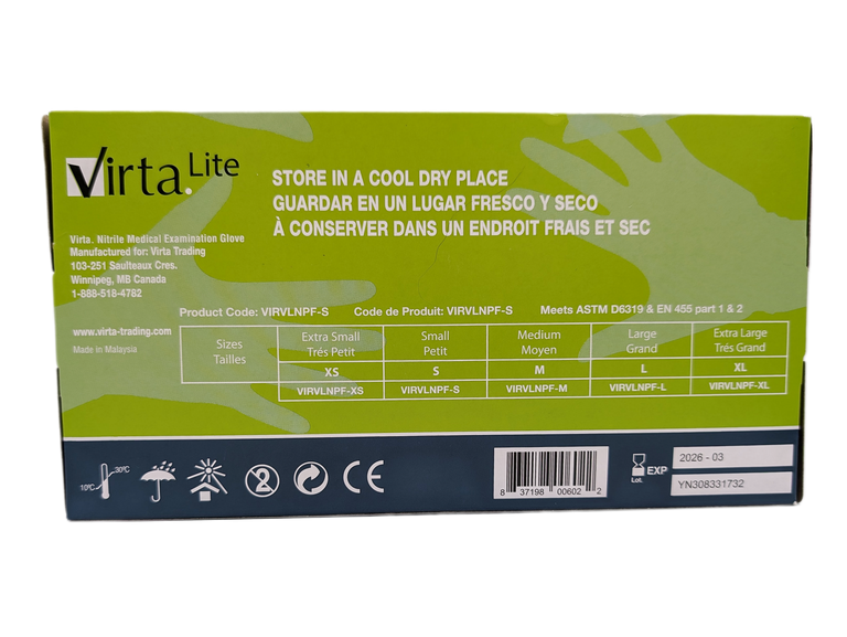 Virta Lite Nitrile Exam Glove Box of 300