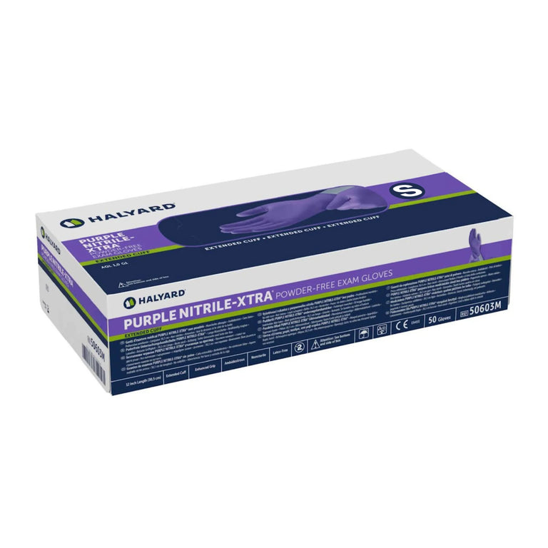 Halyard PURPLE NITRILE-XTRA™ Exam Gloves – 12” Cuff Box of 50