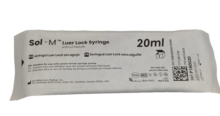 20ml (20cc) Sterile Sol-M Syringe Luer Lok