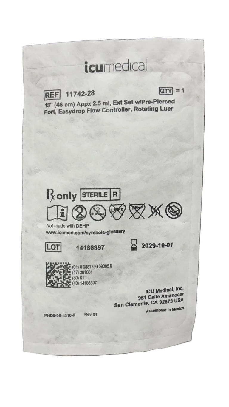 ICU Medical 11742-28 Dial-A-Flo IV Extension Set 18