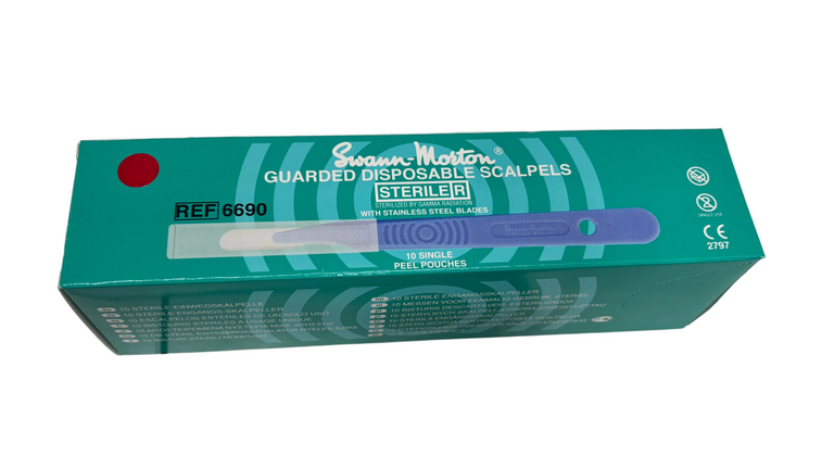 Swann-Morton 10R Disposable Scalpel 6690 | Guarded Handle | Sterile | Box of 10