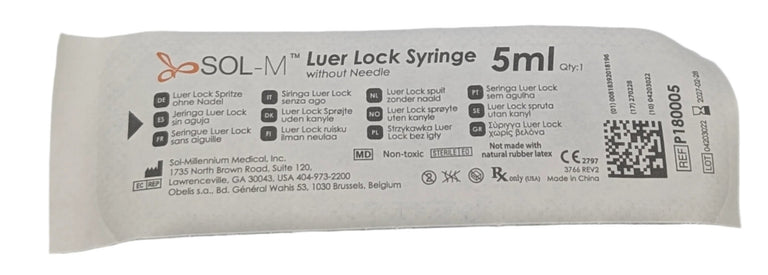 SOL-M 5ml Luer Lock Syringe w/o Needle