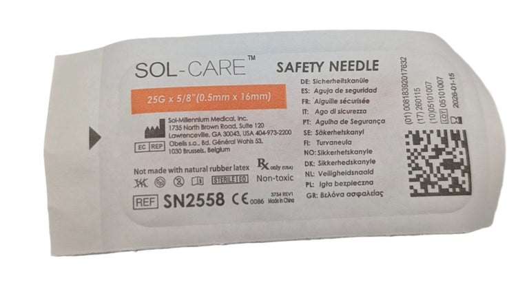 SOL-CARE Safety Needle 25G x 5/8