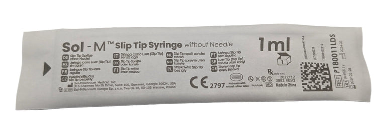 SOL-M 1ml Slip Tip Syringe w/o needle (low dead space)