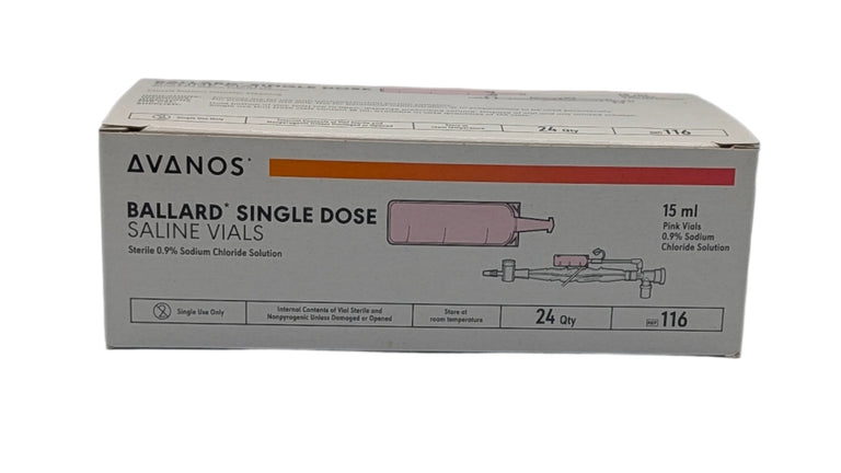 Ballard Saline Vial, Unit Dose 0.9% 15ml Box of 24