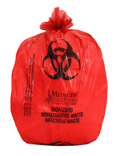 Biohazard Waste Bag, 24" x 16", 5-6 Gallon Capacity, 200 Bags