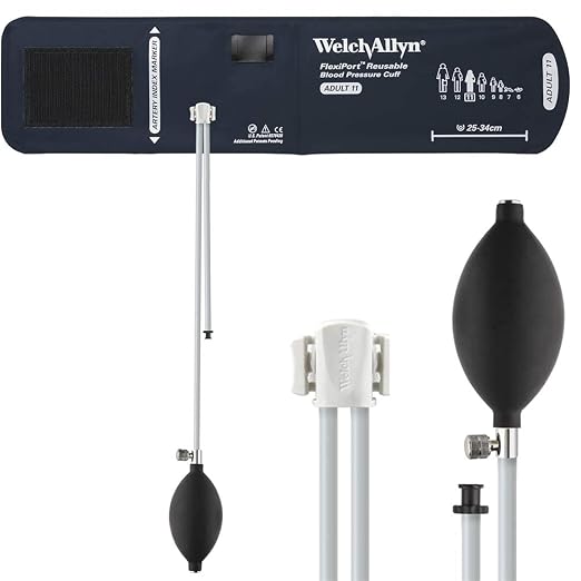 Welch Allyn FlexiPort® REUSE-11-2BV | Adult Size 11 Inflation System | 25–34 cm | 2-Tube Bulb & Valve