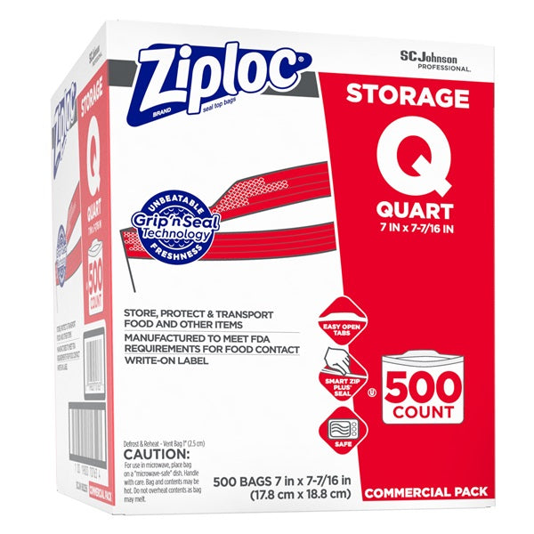 SC Johnson Professional® Ziploc® Bags, Quart Box of 500
