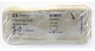 Covidien SG-5687G SUTURE 5.0 CHROMIC P-13 8IN UNDYED 12EA/BX