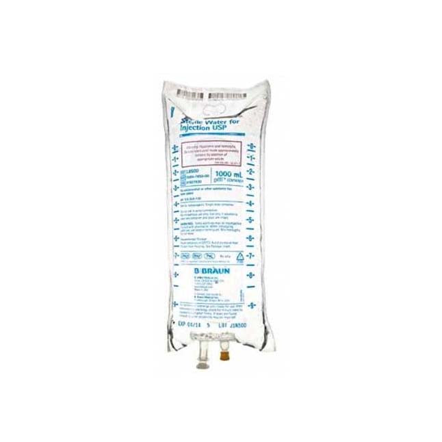 B. Braun L8500 Sterile Water for Injection USP 1000 mL IV Bag | Case of 12