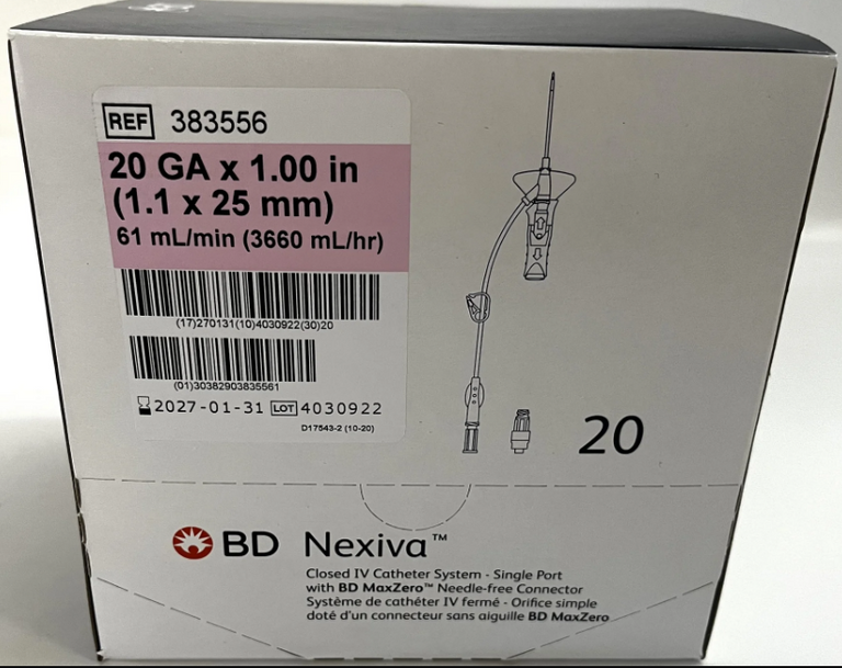 BD 383556 Nexiva MaxZero Closed IV Catheter System Single Port 20G x 1