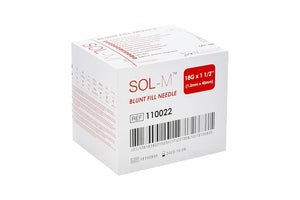Front and top view of SOL-M Blunt Fill Needle with 5-Micron Filter 18G × 1½