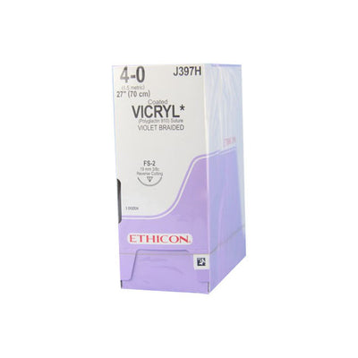 VCP397H Absorbable Suture, Coated Vicryl, Size 4-0, L27"